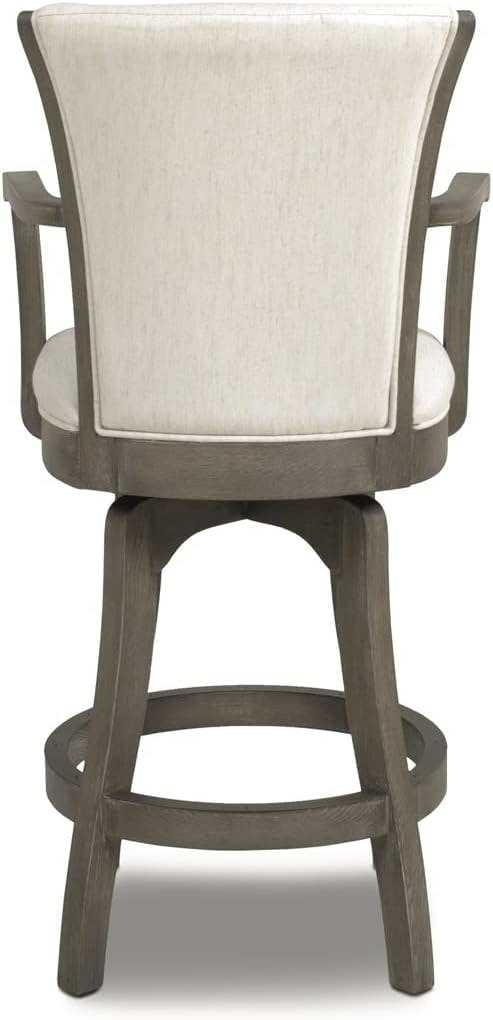 Williams Oak and Leather Swivel Bar Stool in Natural White