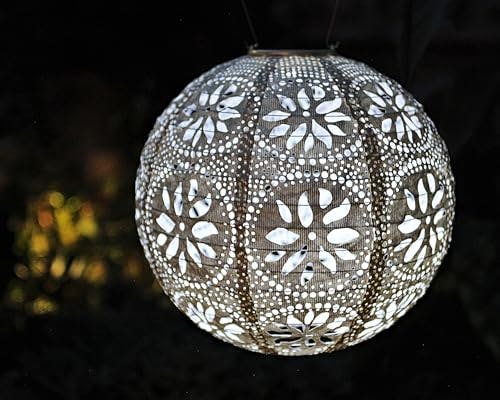 Stella Boho Globe Solar Lantern in Pearl - 18x14" Tyvek Outdoor Light