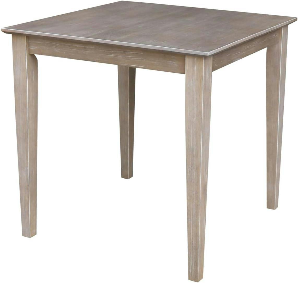 Transitional Solid Wood 30" Square Dining Table in Washed Gray