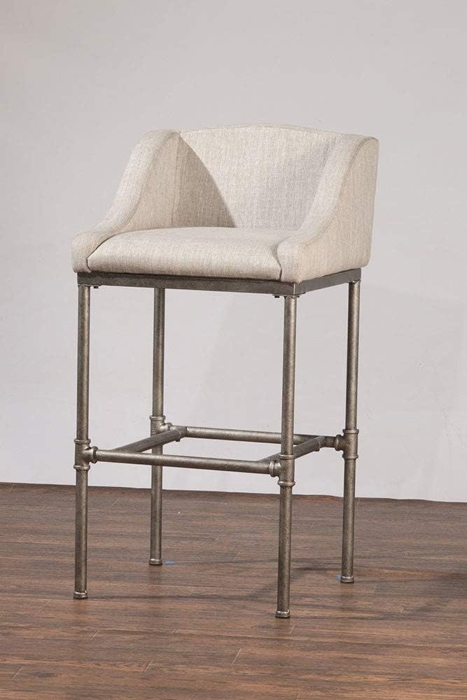 Dillon 27.7" Modern Industrial Gray Metal Bar Stool with Wingback Design