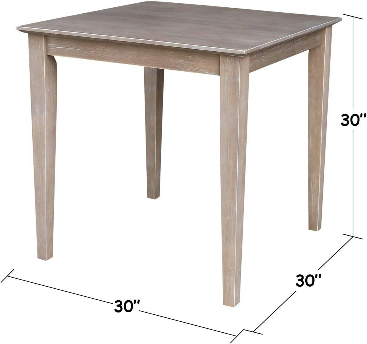 Transitional Solid Wood 30" Square Dining Table in Washed Gray