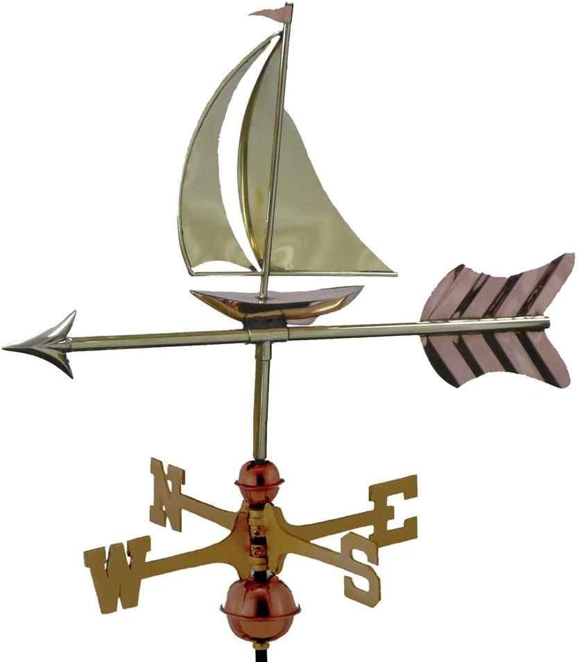 Polished Copper Sailboat Freestanding Garden Weathervane - 28" Height