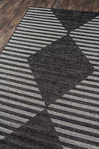 Charcoal Geometric 4' x 6' Synthetic Easy-Care Area Rug