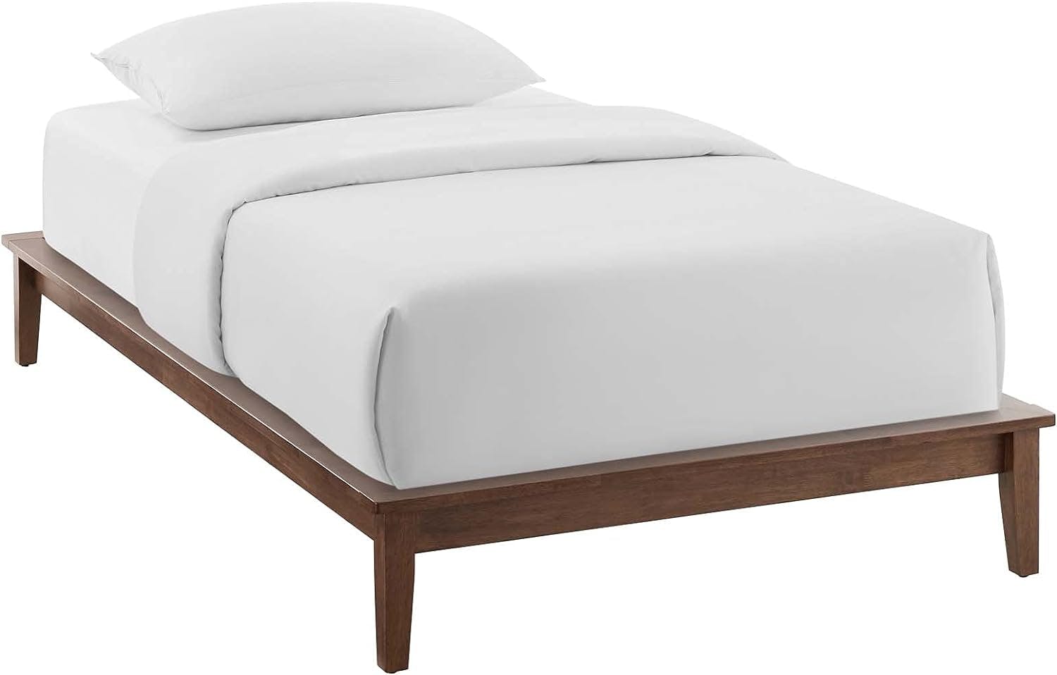 Walnut Twin Wood Platform Bed Frame with LVL Slats