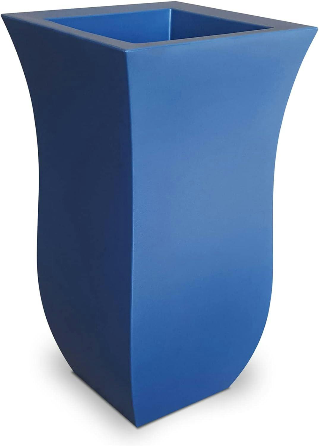 Valencia Neptune Blue Tulip-Shaped Tall Polyethylene Planter