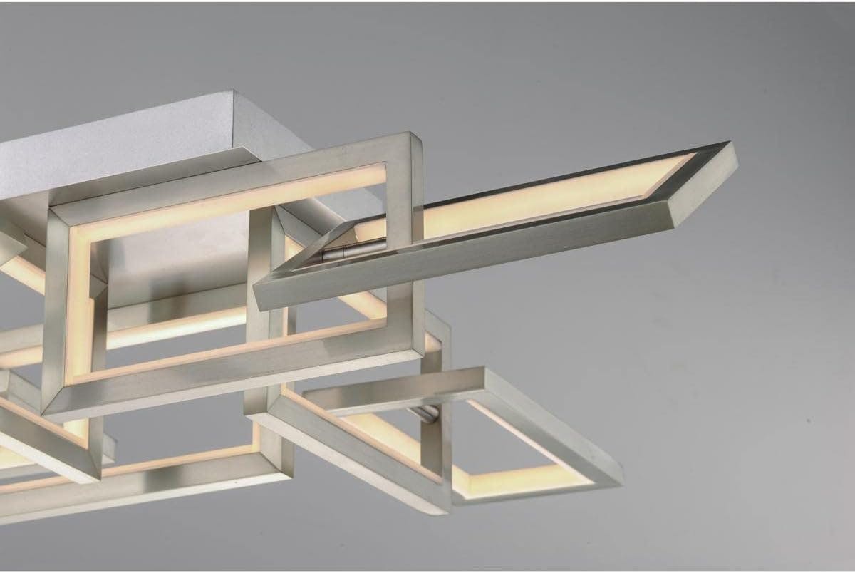 Satin Nickel 8-Light LED Adjustable Flush Mount Ceiling Fixture