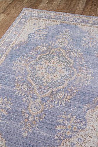 Periwinkle Elegance 5'3" x 7'3" Synthetic Flat-Woven Rug
