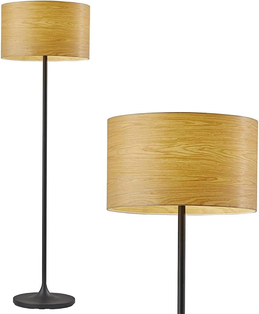 Oslo Matte Black and Cherry Wood Scandinavian Floor Lamp