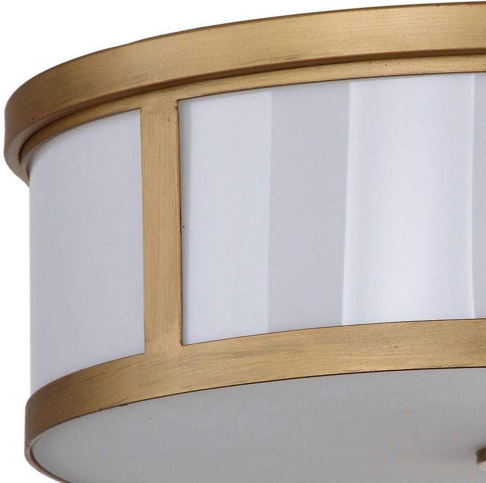 Avery Antique Gold 17" Contemporary Drum Flush Mount LED Ceiling Light