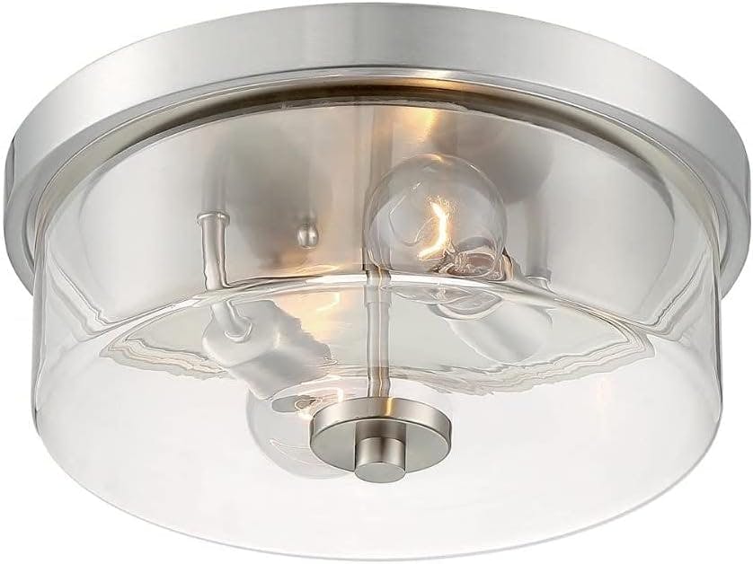 Sommerset Brushed Nickel 13" Flush Mount Light with Clear Glass