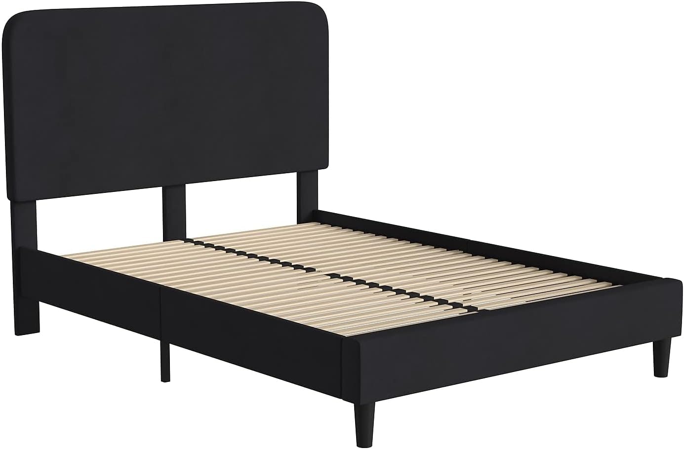 Charcoal Queen Upholstered Platform Bed with Rounded Headboard
