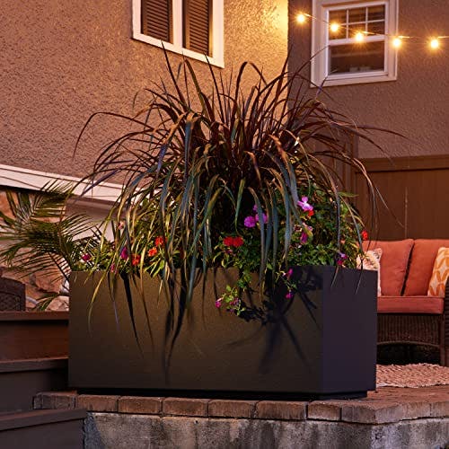 Modern Black Rectangular Trough Planter 46" L for Outdoor & Indoor