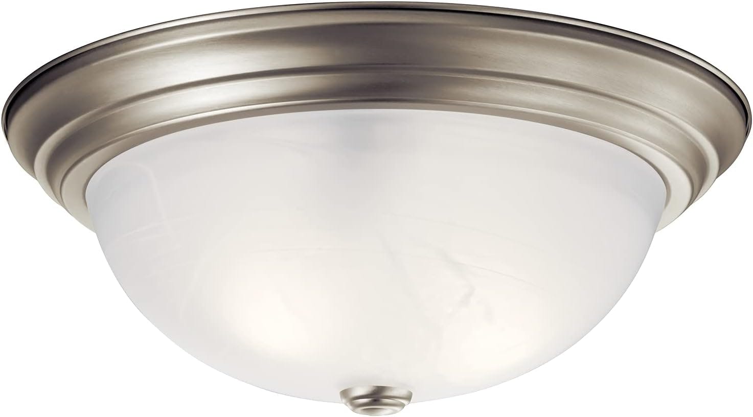 Transitional 15'' Distressed Bronze Flush Mount Ceiling Light with White Dome Shade