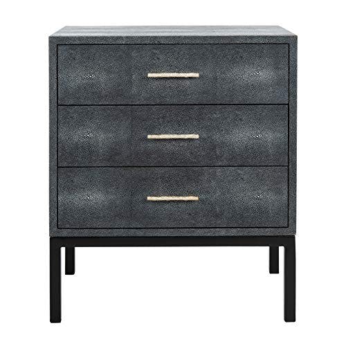 Camden Black Faux Stingray 3-Drawer Nightstand with Silver Pulls