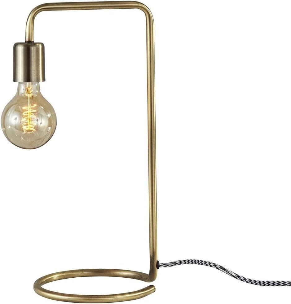 Edison Antique Brass Adjustable Desk Lamp with Amber Glow