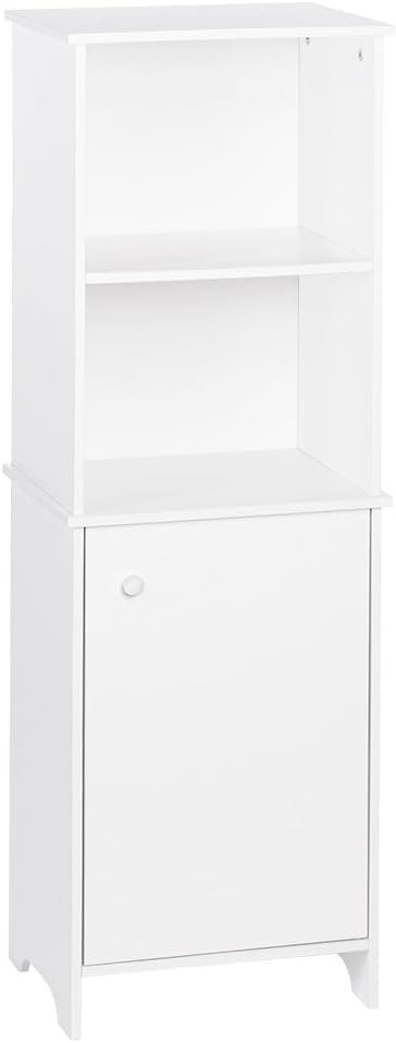 Medford Traditional Tall White Floor Cabinet with Adjustable Shelving