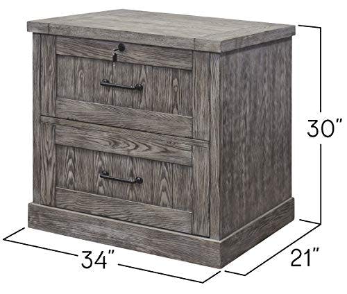 Rustic Brown 34'' Wide Mobile 2-Drawer Legal File Cabinet