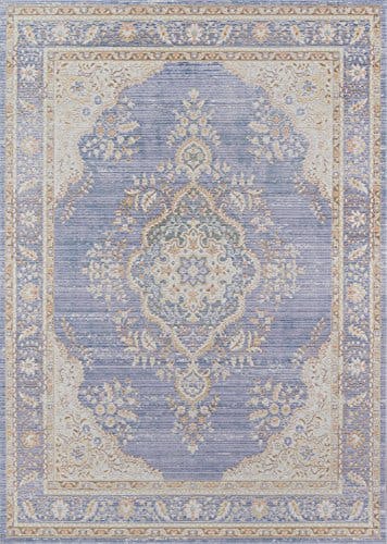 Periwinkle Elegance 5'3" x 7'3" Synthetic Flat-Woven Rug