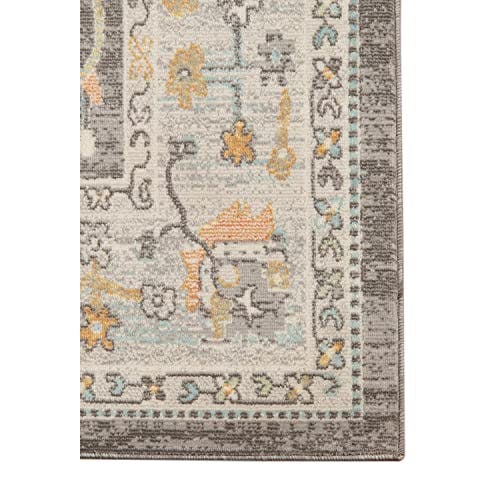 Rectangular Gray 5' x 7' Stain-Resistant Synthetic Area Rug