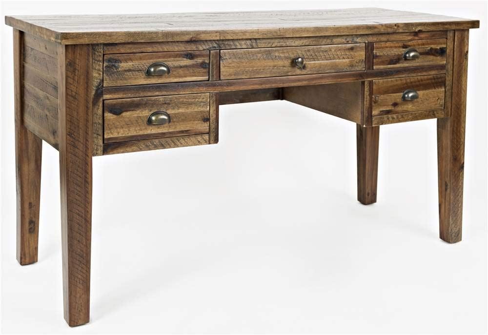 Dakota Oak Rustic 58'' Home Office Desk with 5 Drawers