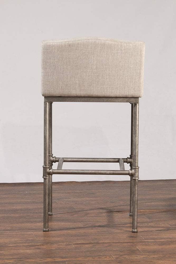 Dillon 27.7" Modern Industrial Gray Metal Bar Stool with Wingback Design