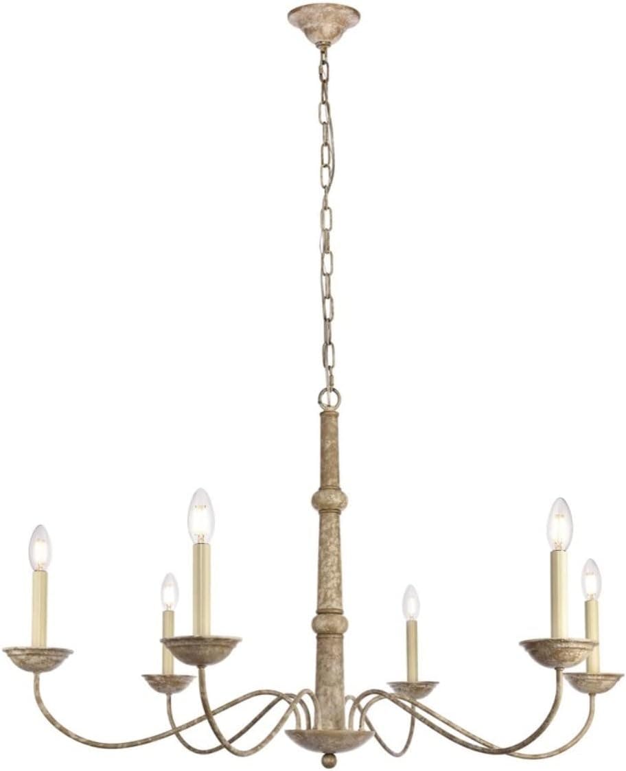 Merritt Weathered Dove 6-Light Traditional Taper Candle Chandelier