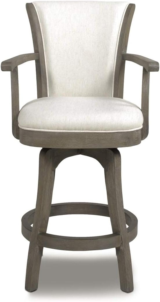 Williams Oak and Leather Swivel Bar Stool in Natural White