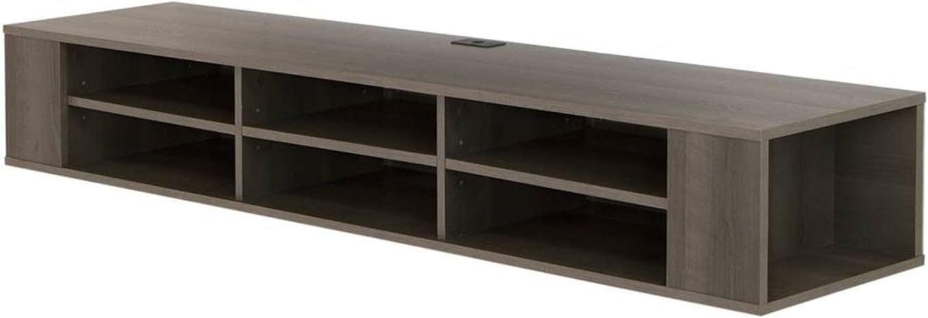 City Life 66" Gray Maple Wall-Mounted Media Console with Adjustable Shelves
