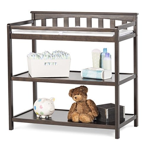 Slate Grey Modern Flat Top Changing Table with Safety Strap