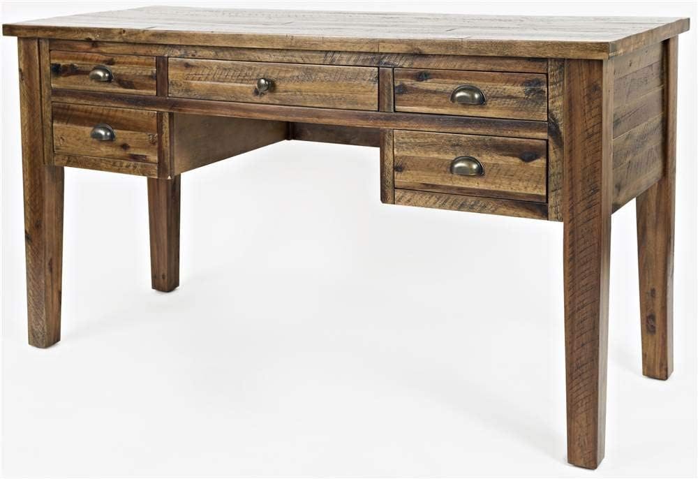 Dakota Oak Rustic 58'' Home Office Desk with 5 Drawers