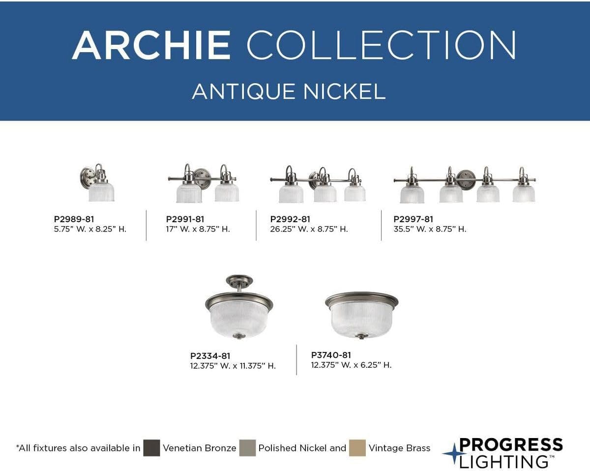Archie Antique Nickel 3-Light 26.25" Bath & Vanity Fixture
