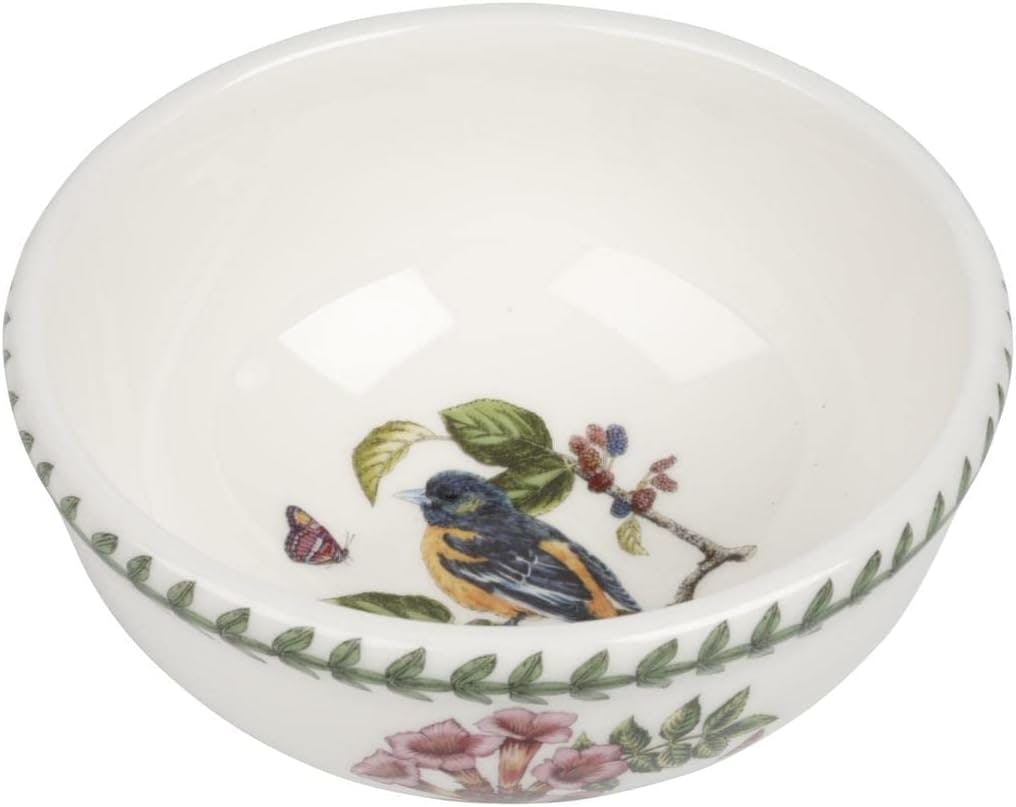 Botanic Garden Birds Colorful Ceramic Salad Bowl Set, 5.5 Inch