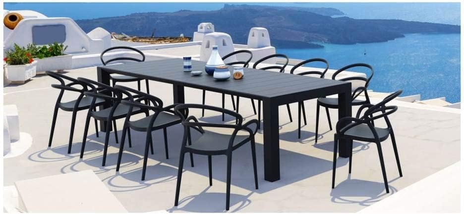 Mila Extendable Black Resin 11-Piece Outdoor Dining Set
