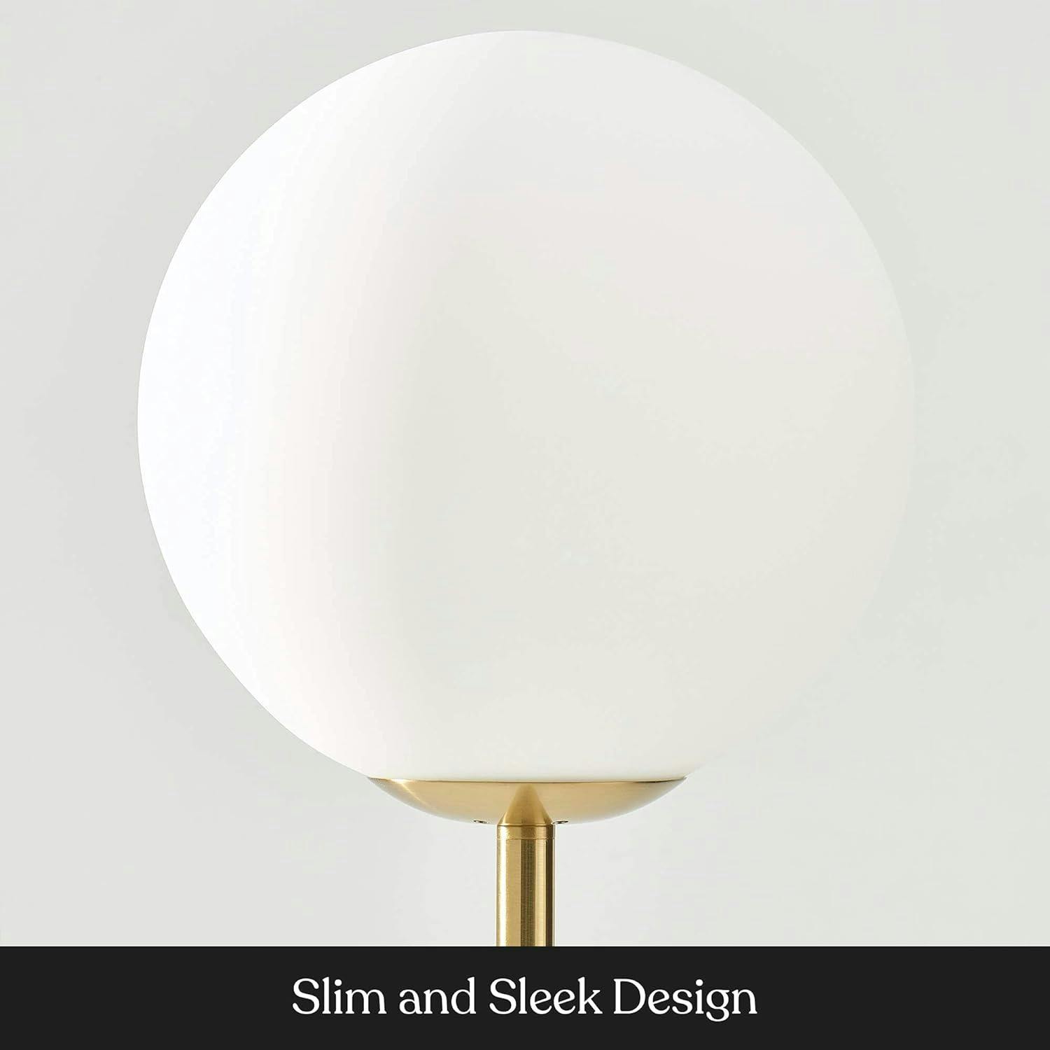 Luna Frosted Glass Globe Adjustable LED Floor Lamp for Kids in Brass