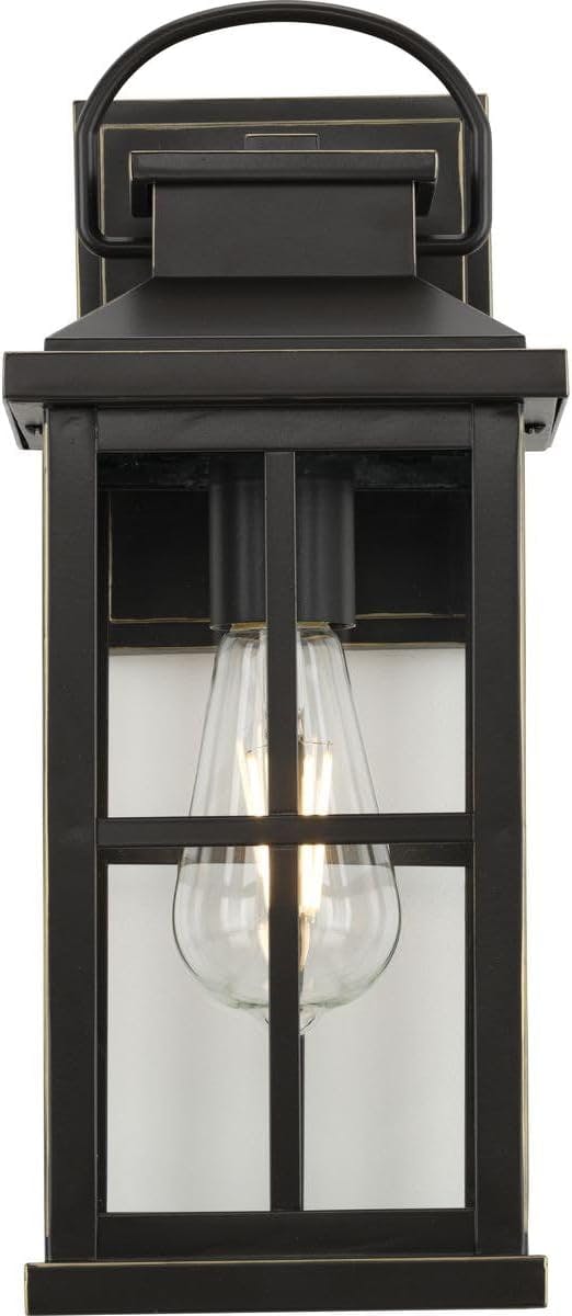 Antique Bronze Farmhouse Outdoor Wall Lantern with Clear Glass