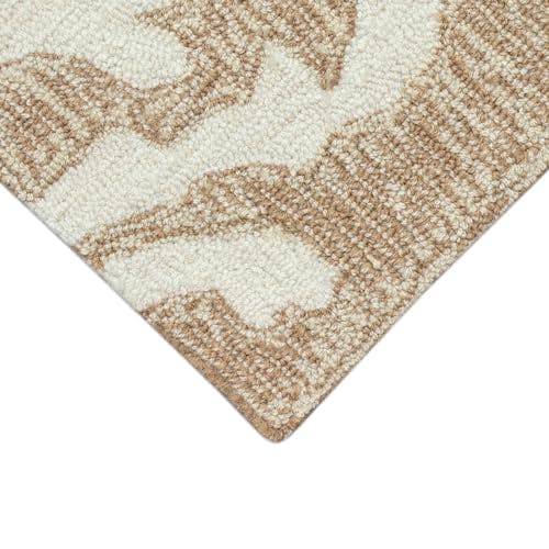 Coral Motif Neutral Synthetic 5' x 7' Hand-Tufted Area Rug