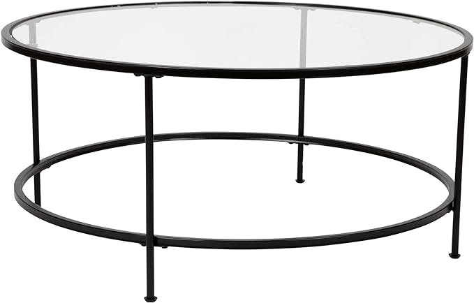 Flash Furniture Living Room Coffee Table, Clear/Matte Black