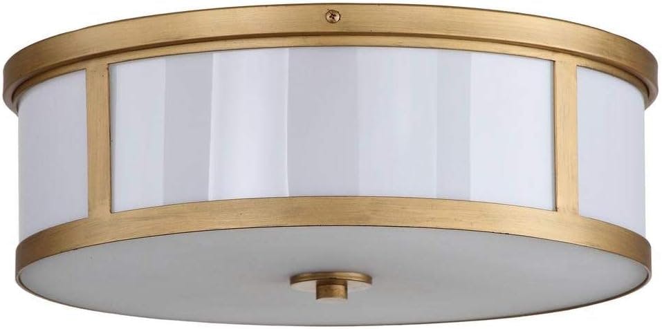 Avery Antique Gold 17" Contemporary Drum Flush Mount LED Ceiling Light