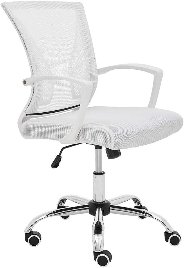 Zuna White Mesh Mid-Back Adjustable Swivel Task Chair