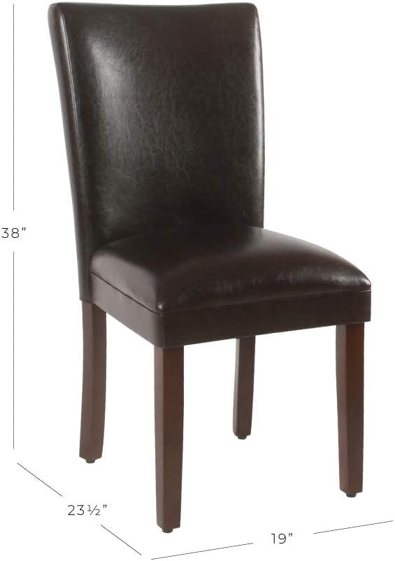Modern Brown Faux Leather Parsons Side Chair with Wood Legs