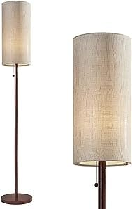 Adesso Hamptons Floor Lamp with a Wooden Base and Walnut Color Finish