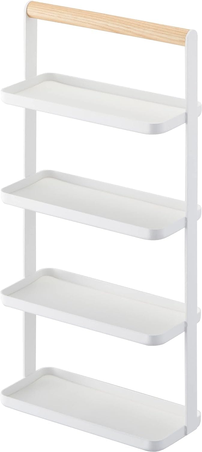 Tosca Modern White Steel & Wood 4-Tier Jewelry Organizer with Handle