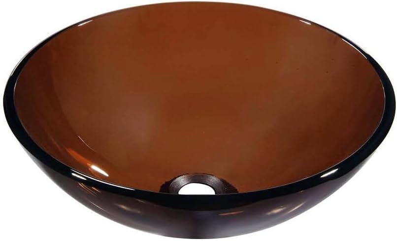 Elegant Brown Tempered Glass Round Vessel Sink 16.5"