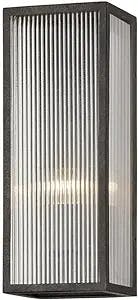 Amadora French Iron Clear Ribbed Glass Outdoor Sconce