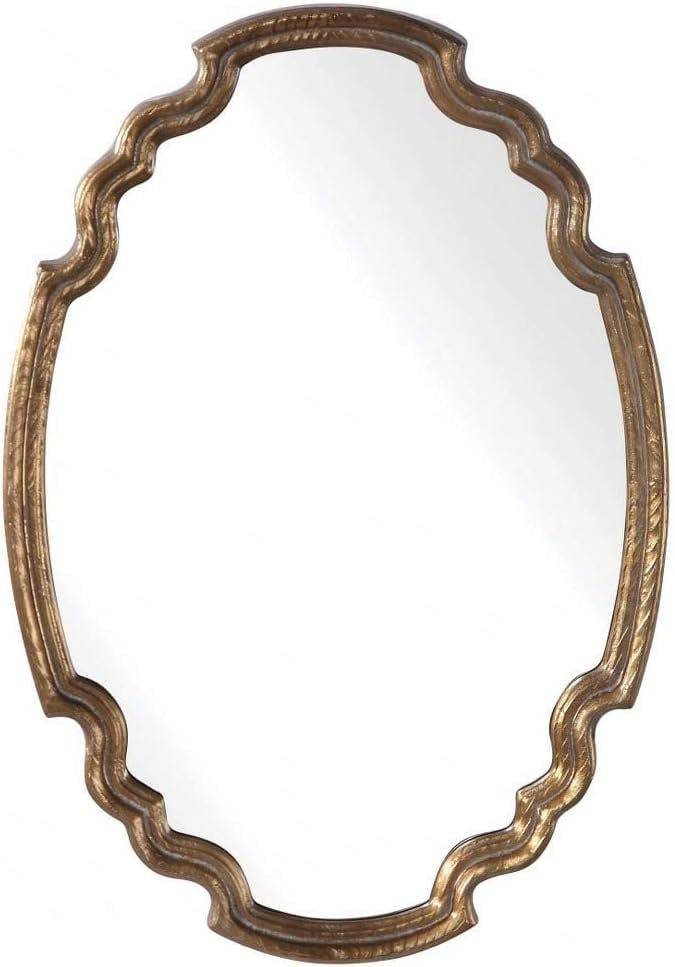 Andronica 24.5"x34.5" Gold Leaf Oval Wall Mirror