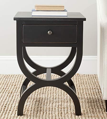Safavieh Transitional Black Wood and Metal Nightstand with Storage