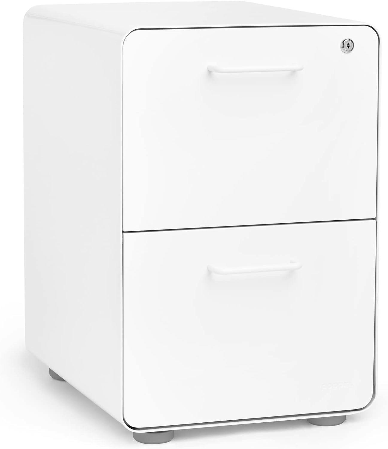 Stow Compact 2-Drawer Steel File Cabinet in White
