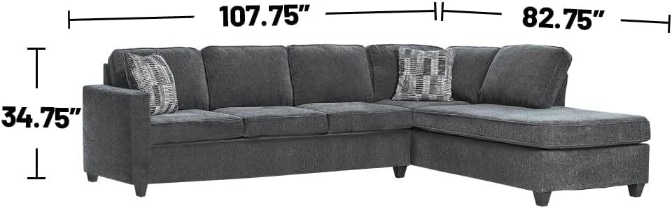 McCord Dark Grey Chenille 2-Piece Sectional with Reversible Chaise