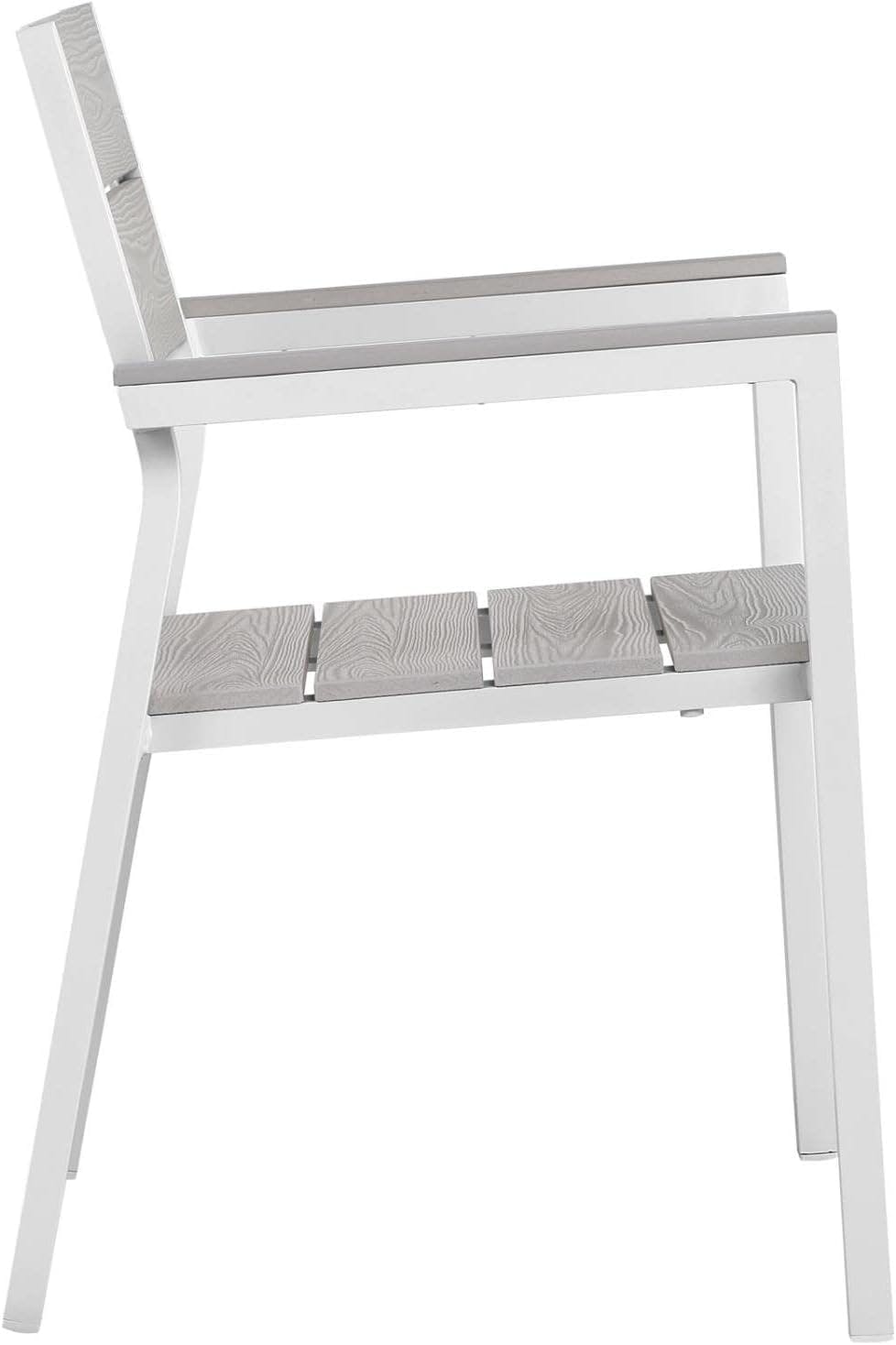 Maine White & Light Gray Aluminum Outdoor Patio Dining Chair
