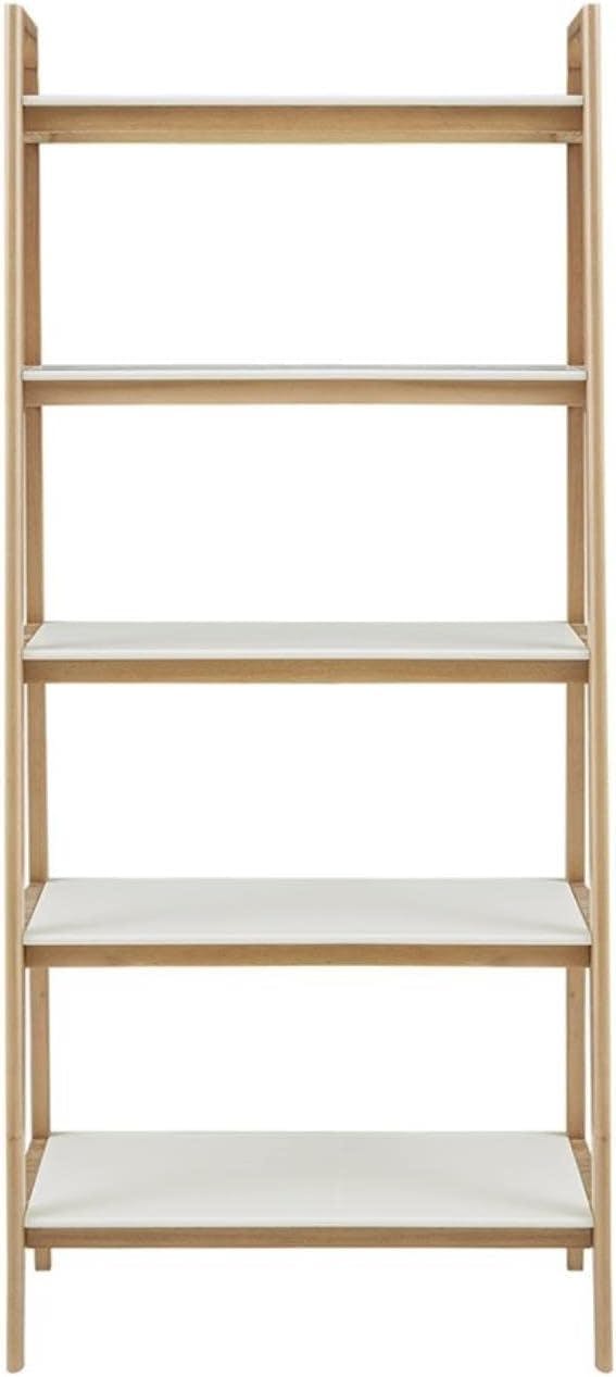 Soho White and Natural Solid Wood Ladder Bookcase